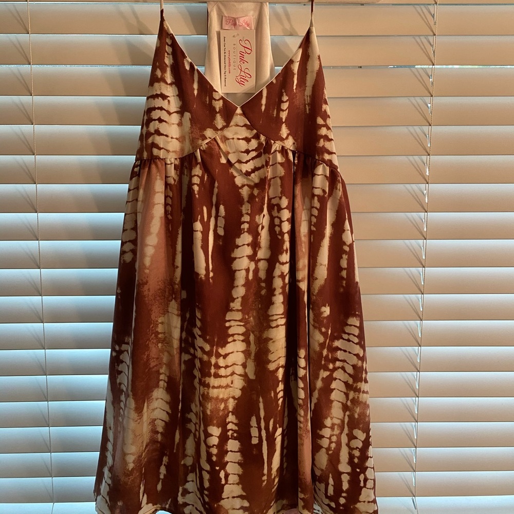 Brown tie dye dress new with tags